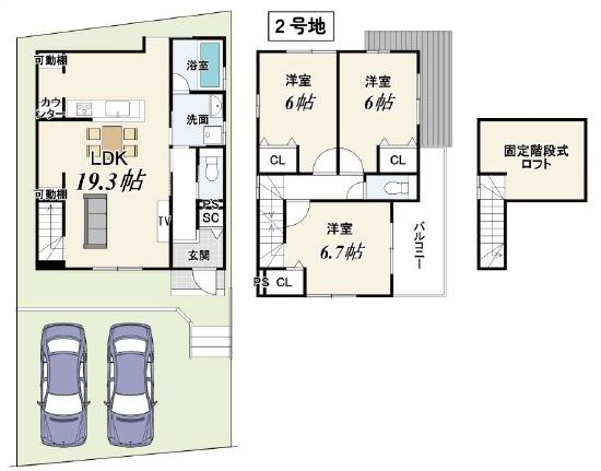 京都市北区紫野泉堂町　2号地　新築戸建 間取図・土地図