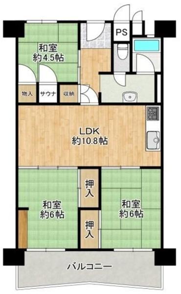 泉北若松台AB住宅1号棟 間取図・土地図