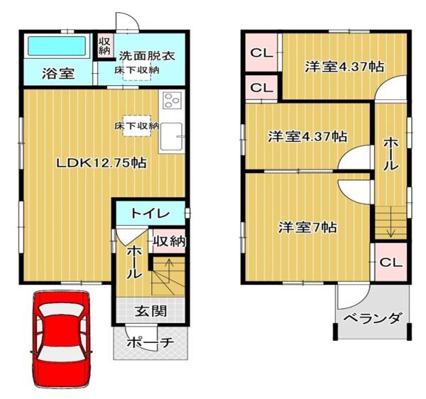 松原市立部1丁目　中古戸建 間取図・土地図