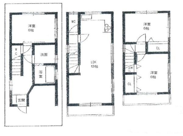松原市天美西3丁目　中古戸建 間取図・土地図