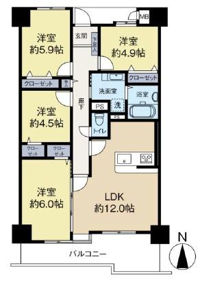 グリーンビュー鶴見１号棟 間取図・土地図