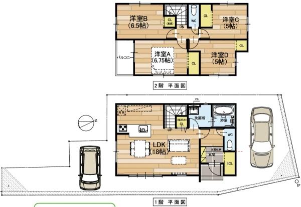堺市堺区南庄町1丁　新築戸建 間取図・土地図