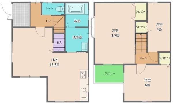堺市西区山田2丁　中古戸建 間取図・土地図