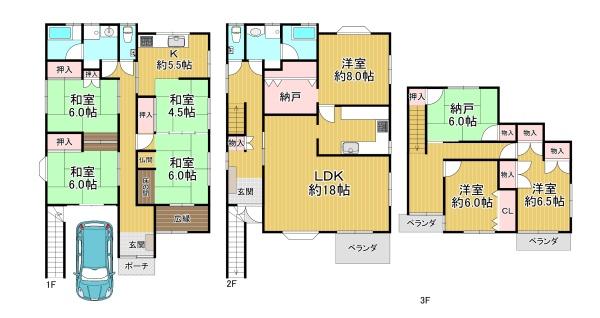 尼崎市尾浜町1丁目　中古戸建 間取図・土地図