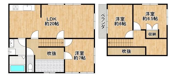 岸和田市岡山町　中古戸建 間取図・土地図