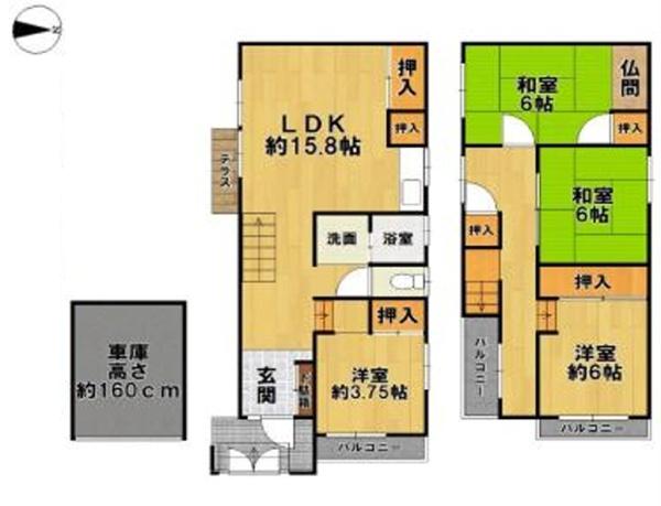 藤井寺市野中2丁目　中古戸建 間取図・土地図