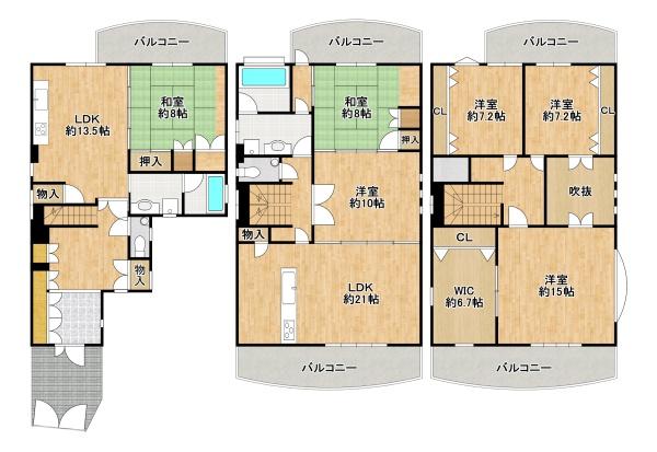 堺市中区深井北町　中古戸建 間取図・土地図