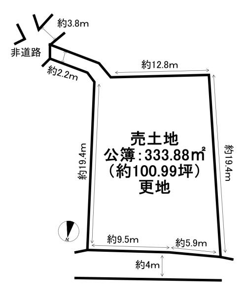京都市北区大宮釈迦谷　建築条件無売土地 間取図・土地図