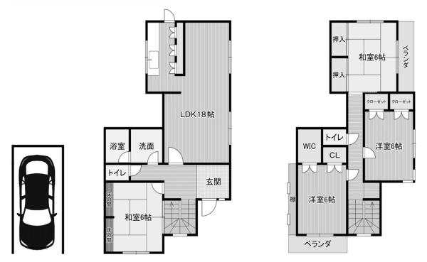 堺市中区深井清水町　中古戸建 間取図・土地図