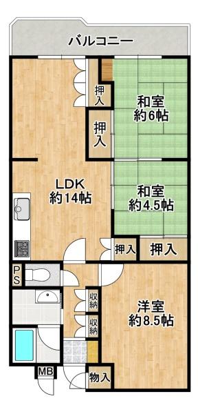 フローラ堺6号棟 間取図・土地図