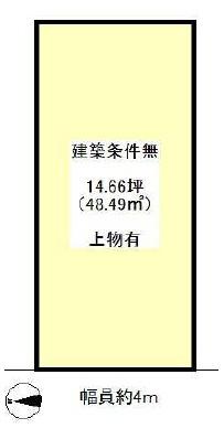 京都市右京区太秦馬塚町　古家付売土地 間取図・土地図