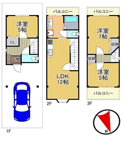 大阪市大正区南恩加島3丁目　中古戸建 間取図・土地図