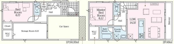 松原市阿保2丁目　新築戸建 間取図・土地図