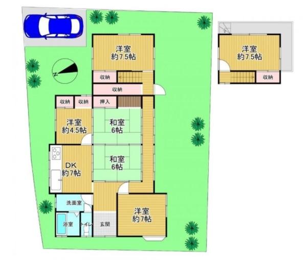 和泉市上町　中古戸建 間取図・土地図