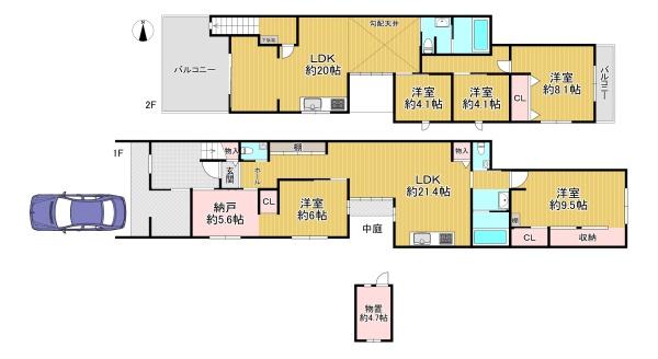 京都市中京区猪熊通蛸薬師下る下瓦町　中古戸建 間取図・土地図