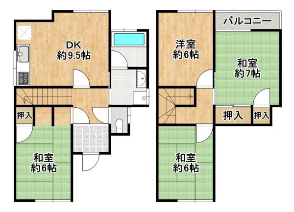 和泉市室堂町　中古戸建 間取図・土地図