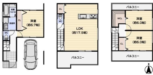 大阪市西成区千本中2丁目　中古戸建 間取図・土地図