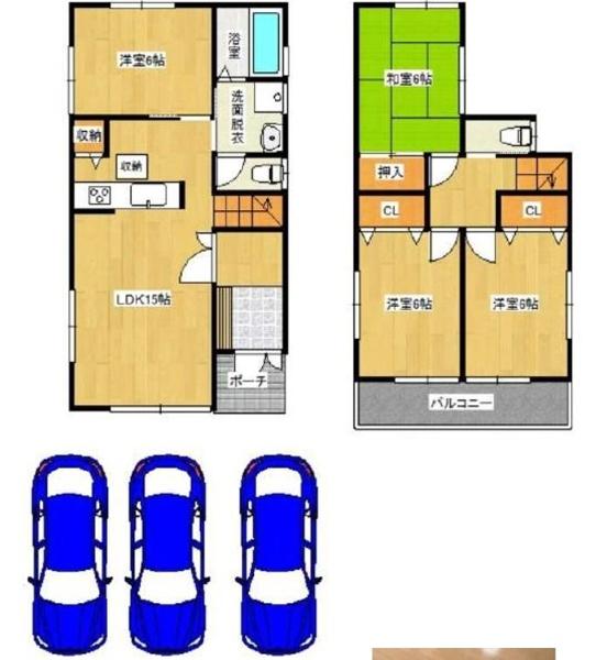 富田林市山中田町1丁目　中古戸建 間取図・土地図