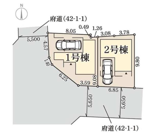 松原市天美東9丁目1号棟　新築戸建 全体区画図