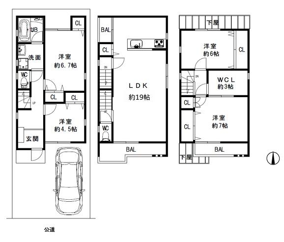 大阪市生野区巽中2丁目　中古戸建 間取図・土地図