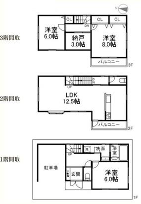 大阪市鶴見区中茶屋1丁目　中古戸建 間取図・土地図