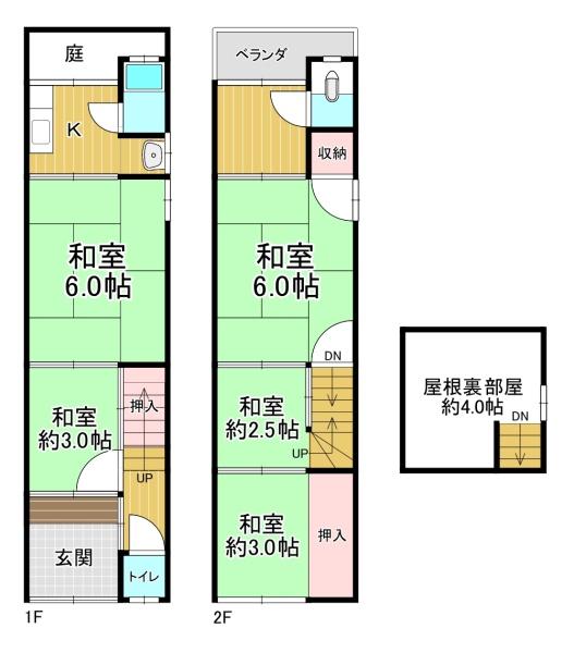 大阪市此花区春日出中1丁目　中古テラスハウス 間取図・土地図