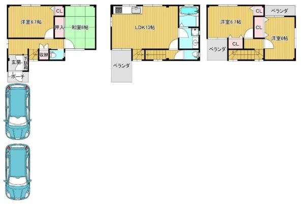 堺市堺区浅香山町1丁　中古戸建 間取図・土地図