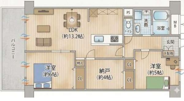 西道頓堀コーポ１号棟 間取図・土地図