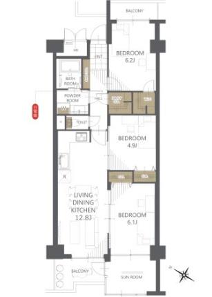 近鉄南港ガーデンハイツ22号棟 間取図・土地図