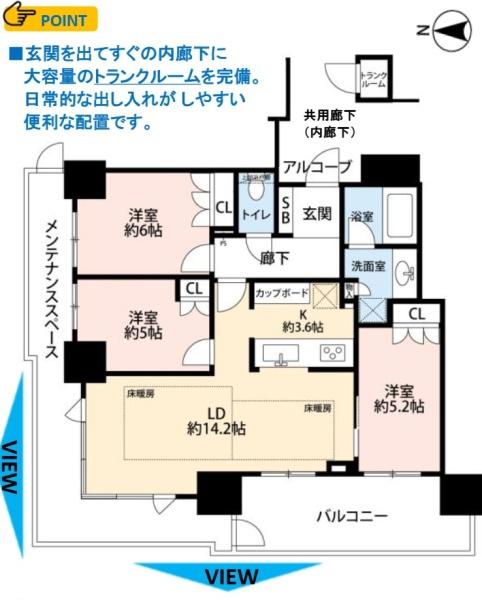 ウェリス上本町ローレルタワー 間取図・土地図