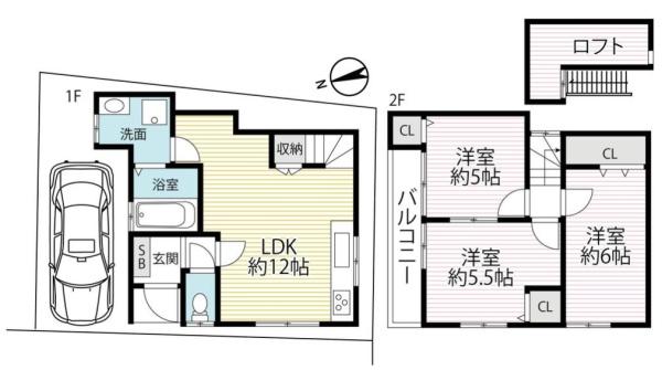 京都市南区上鳥羽西浦町　中古戸建 間取図・土地図