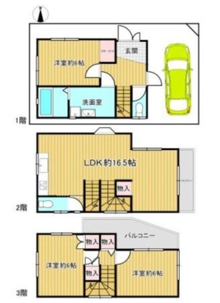 堺市堺区中安井町3丁　中古戸建 間取図・土地図