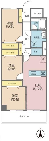 西道頓堀コーポ１号棟 間取図・土地図
