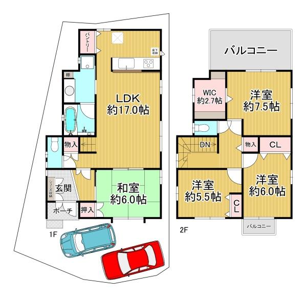 和泉市浦田町　中古戸建 間取図・土地図
