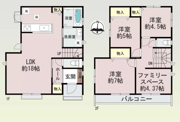 羽曳野市羽曳が丘西5丁目A号棟　新築戸建 間取図・土地図