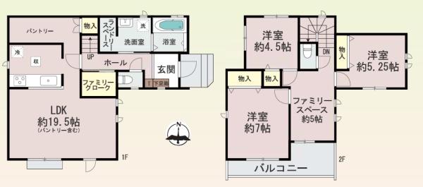 羽曳野市羽曳が丘西5丁目C号棟　新築戸建 間取図・土地図