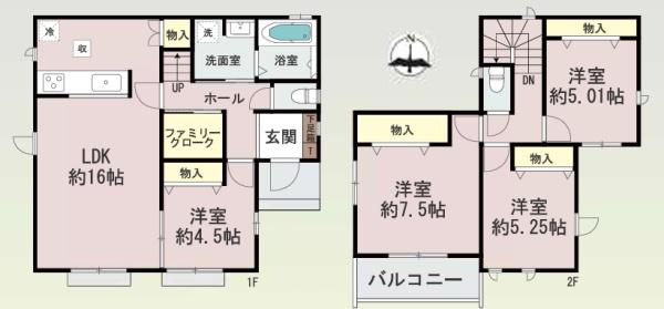 羽曳野市羽曳が丘西5丁目B号棟　新築戸建 間取図・土地図