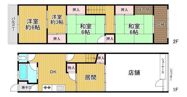 大阪市平野区喜連西4丁目　店舗付中古戸建 間取図・土地図