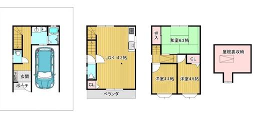 大阪市西淀川区御幣島4丁目　中古戸建 間取図・土地図