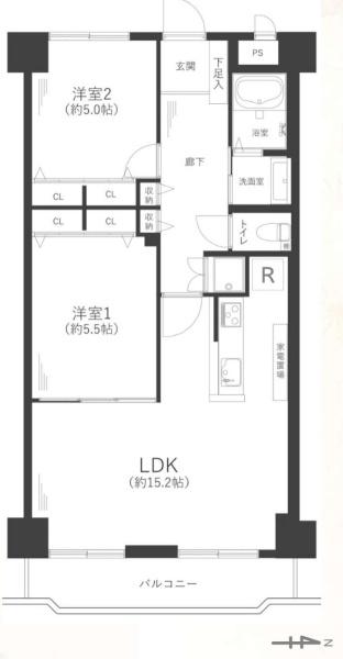 天神橋ホワイトハイツ 間取図・土地図