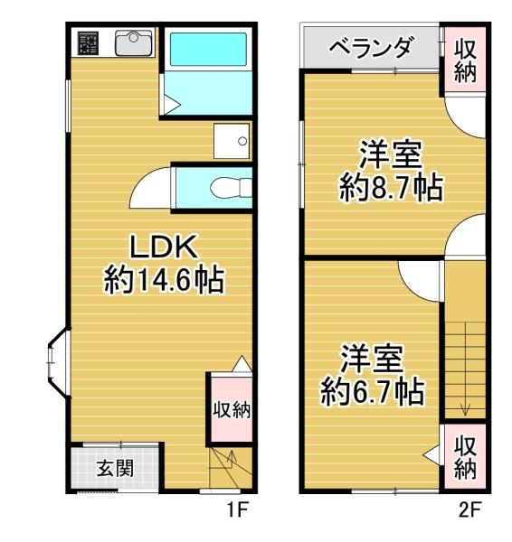 大阪市生野区桃谷4丁目　中古テラスハウス 間取図・土地図