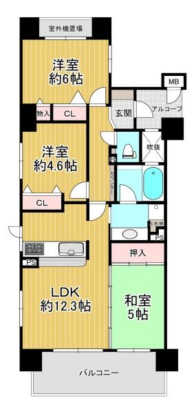 エスリード北田辺第3 間取図・土地図