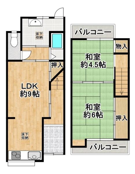 堺市北区大豆塚町2丁　中古戸建 間取図・土地図