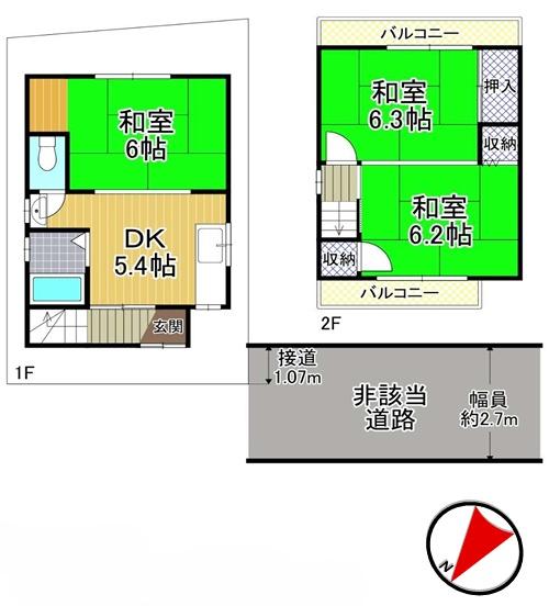 大阪市此花区西九条1丁目　中古戸建 間取図・土地図