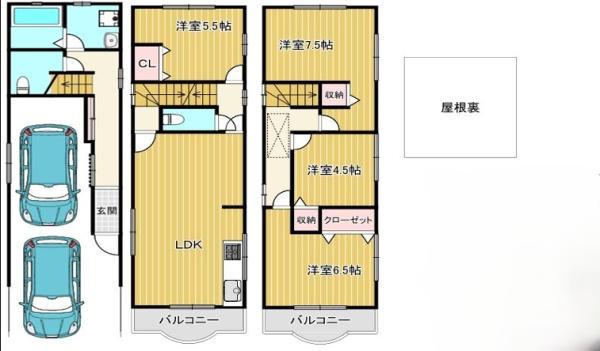 大阪市港区弁天3丁目　中古戸建 間取図・土地図