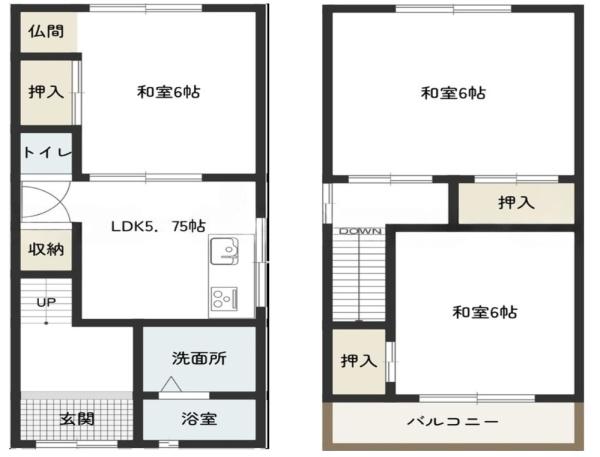 大阪市生野区中川西1丁目　中古戸建 間取図・土地図