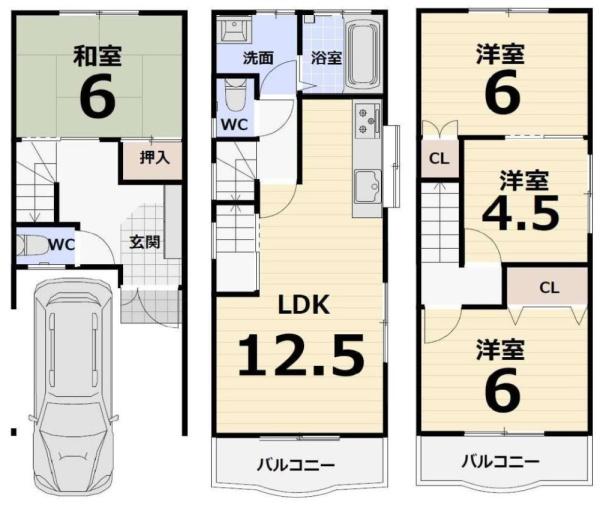 大阪市平野区長吉長原西3丁目　中古戸建 間取図・土地図