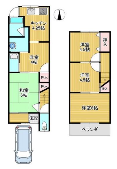 京都市右京区花園中御門町　中古戸建 間取図・土地図