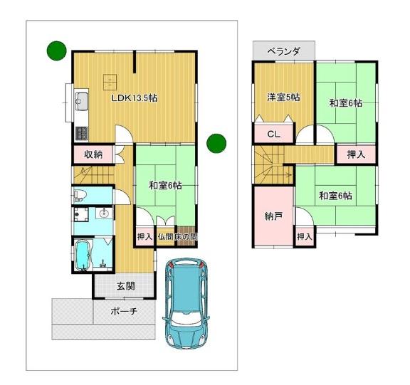 京都市左京区岩倉花園町　中古戸建 間取図・土地図