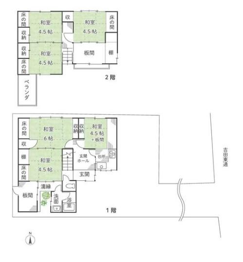 京都市左京区聖護院東町　中古戸建 間取図・土地図